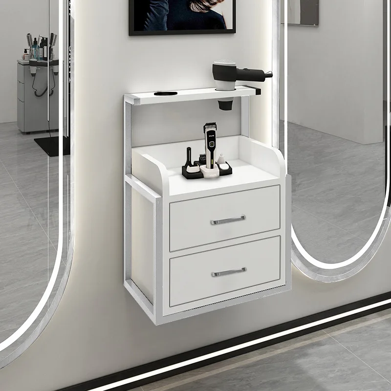 Modern wall-mounted salon furniture Living room Barber shop New hair salon station equipment with tool lockers