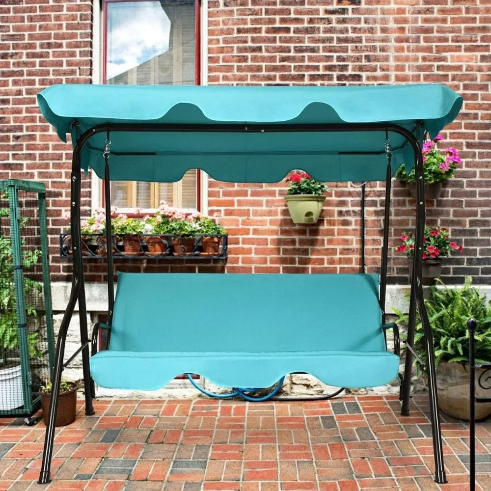 

Moccha 3-Person Patio Swing - Outdoor Canopy Hammock w/ Steel Frame & Adjustable Tilt Awning"​