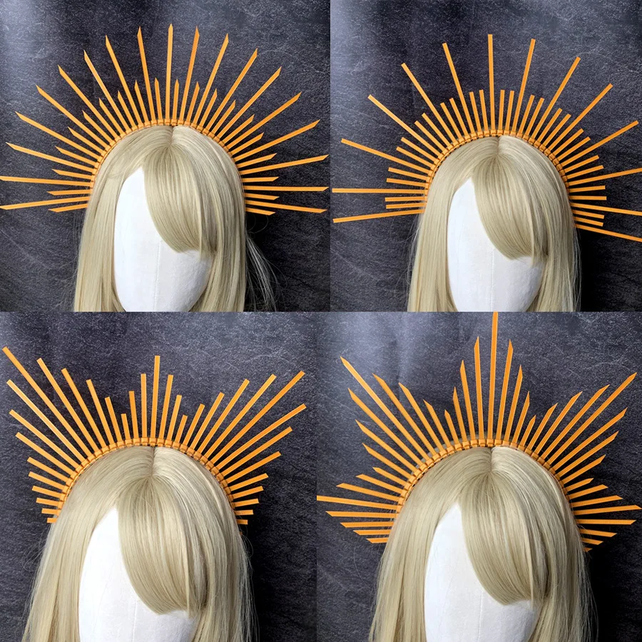 Fairy Vintage Sun Goddess Baroque Halo Cosplay Headpiece Parts Gothic Lolita Tiara Crown Un-Finished Headband Diy Material