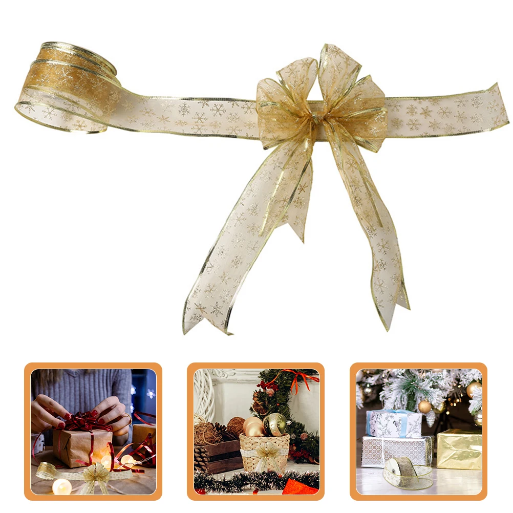 

Christmas Ribbon Roll Snowflake Glitter Holiday Ribbon Soft Lustrous for Tree Decoration Gift Wrapping DIY Craft Winter Supplies