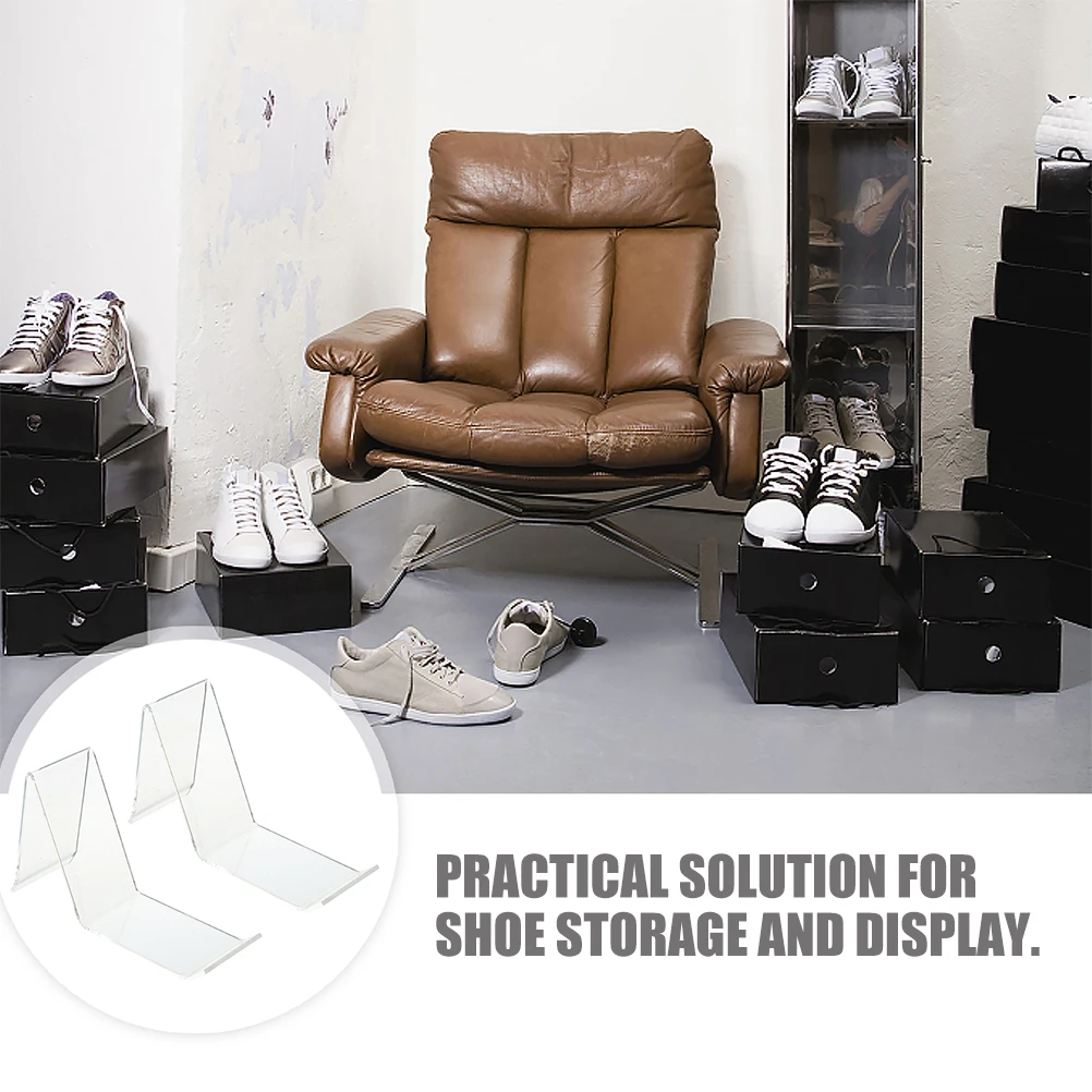 

6 Pcs Clear Acrylic Shoe Display Stand Retail Shop Holder Sandals Rack Sneaker Shelf Lightweight Stable Easy to Clean