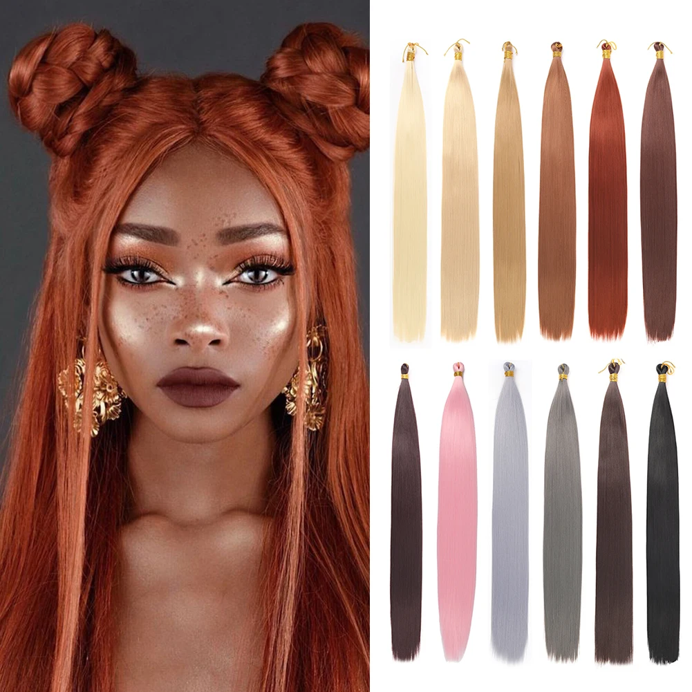 

Silky Straight Synthetic Hair Weave Extensions 28 Inches Mixed Color Black Hair Weft