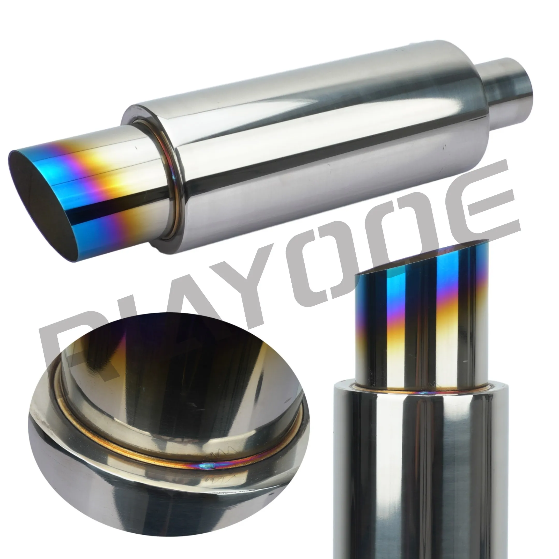 2'' to 3''4'' Car Exhaust Muffler Pipe Universal Turbo Sound Boost Exhaust System Stainless Steel Exhaust Pipe Muffler Tail