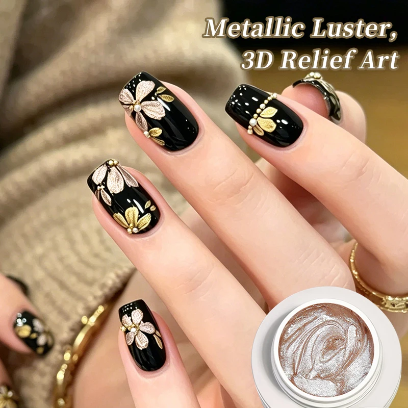BORN PRETTY 5ml 3D Metall-Malgel, geprägtes Nagelgel, Gips-Textur-Zeichnungsgel, Schnitzgel, Nagelkunst, Maniküre-Zubehör
