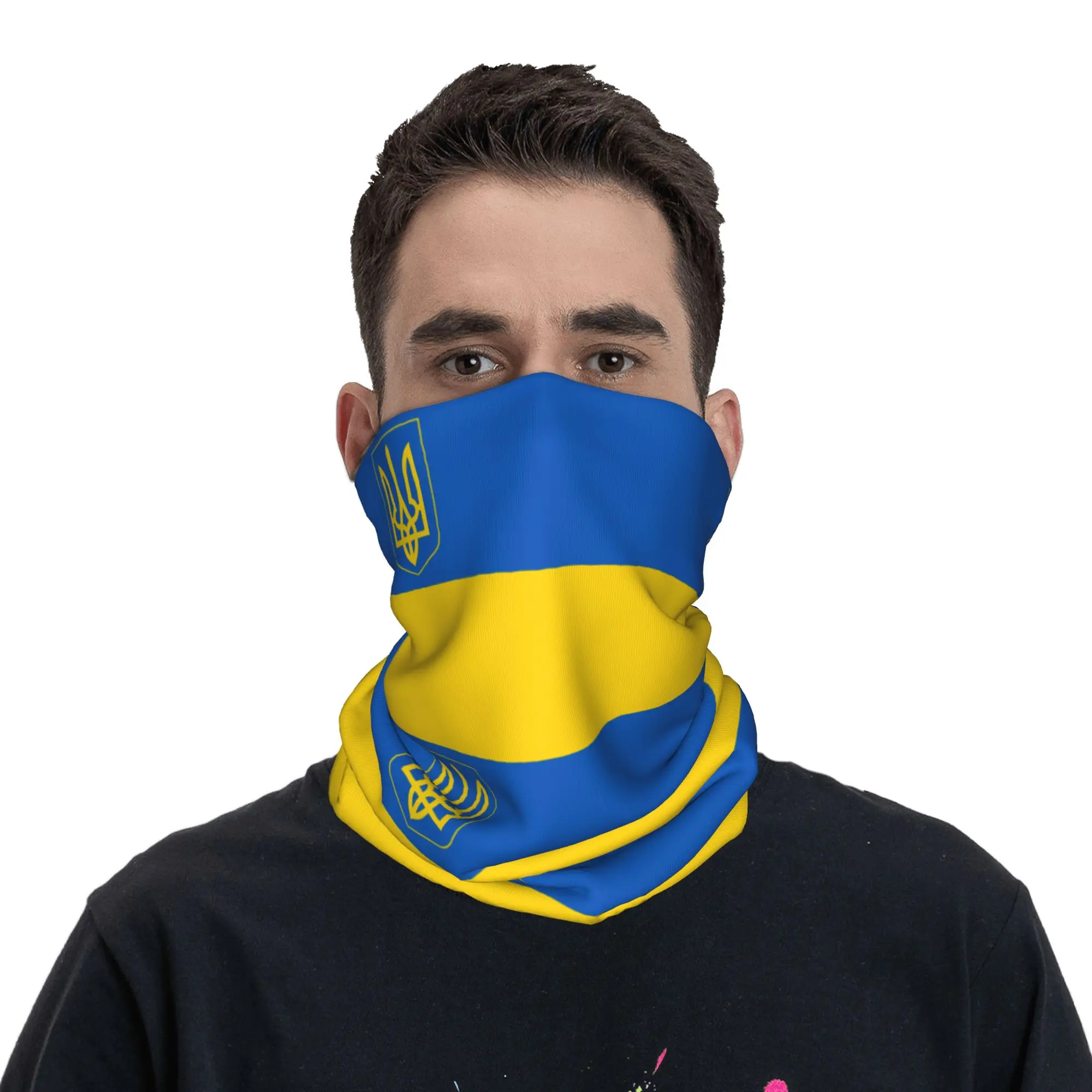 Ukraine Presidential Flag Bandana Neck Cover Printed Ukrainian Balaclavas Wrap Scarf Outdoor Sports for Men Women Adult Winter