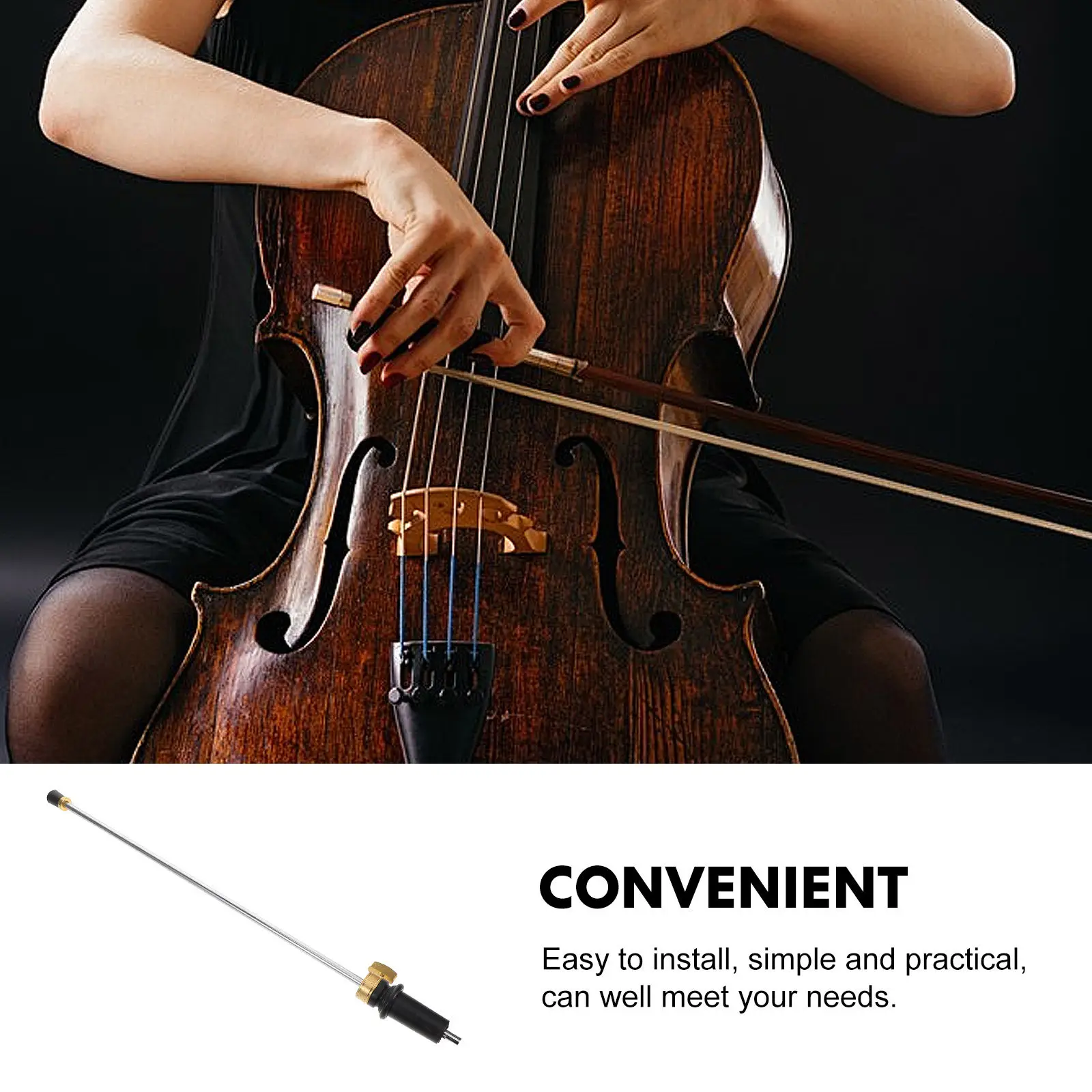 Cello Tail Post Support Rod Adjustable Endpin Stable Support for 34 to 44 Cellos Improve Sound Resonance Music Instrument