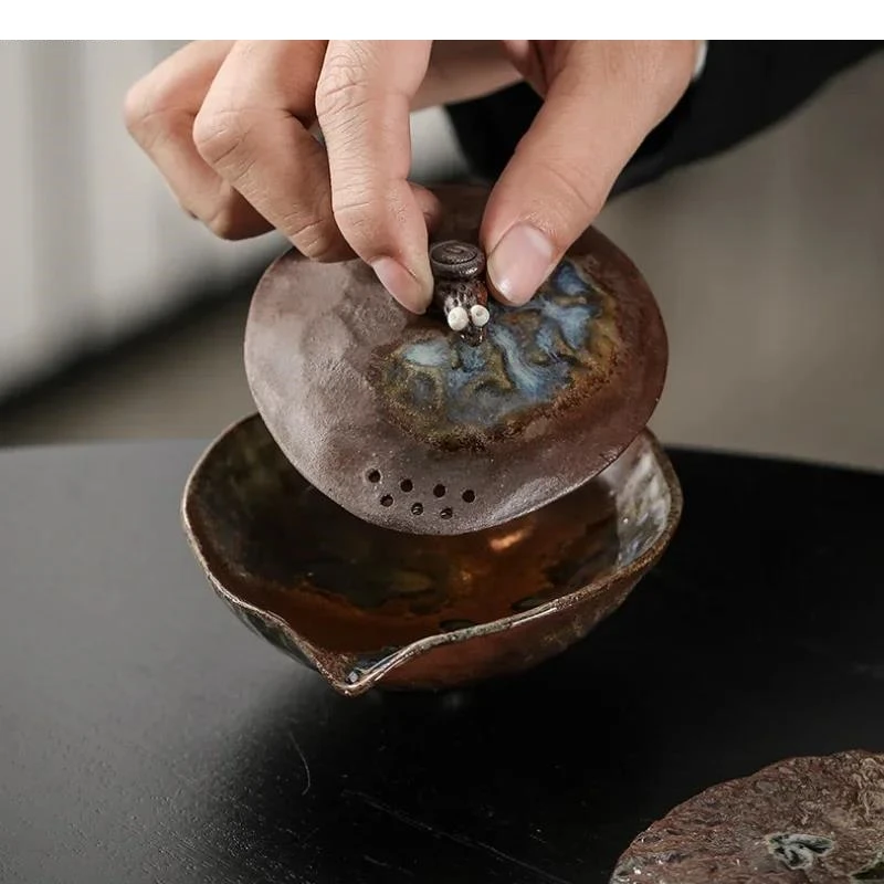 Ceramic Teapot Tea Infuser with Filter Hand Held Kung Fu Teaware Water Separator Teas Tray Making Tools Kettle
