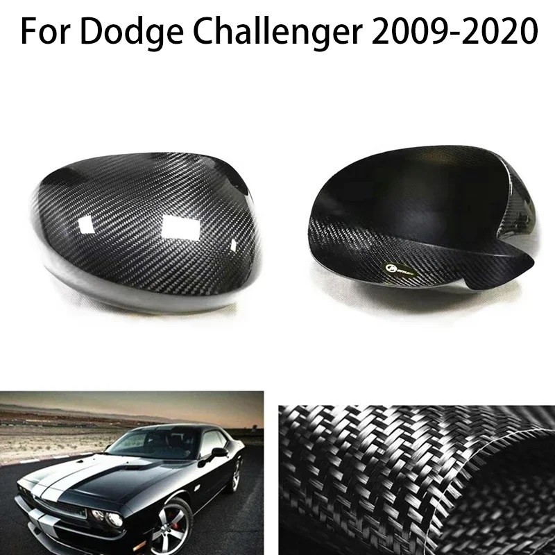 

For Dodge Challenger 2009-2020 Real Dry Carbon Fiber Car Reverse Shell Rear view Side mirror Cover Cap external spare parts