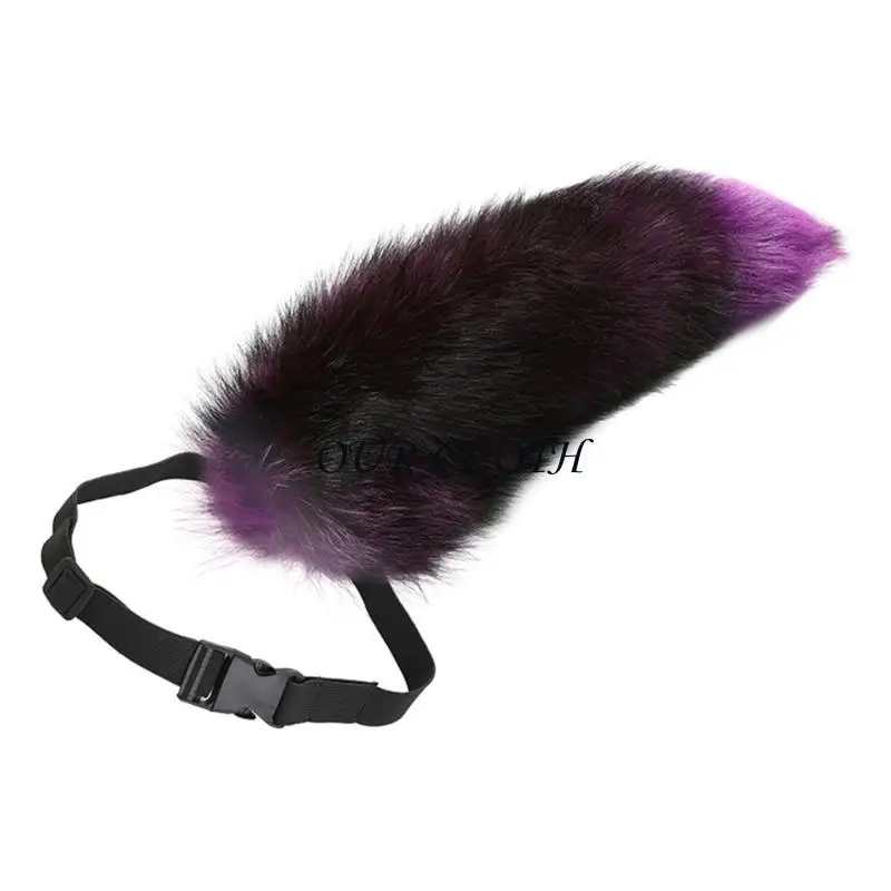 Vossen Staart Verstelbare Riem Pluche Dierenstaart Handgemaakte Beest Staart Halloween Party Kostuum Accessoires voor Volwassen