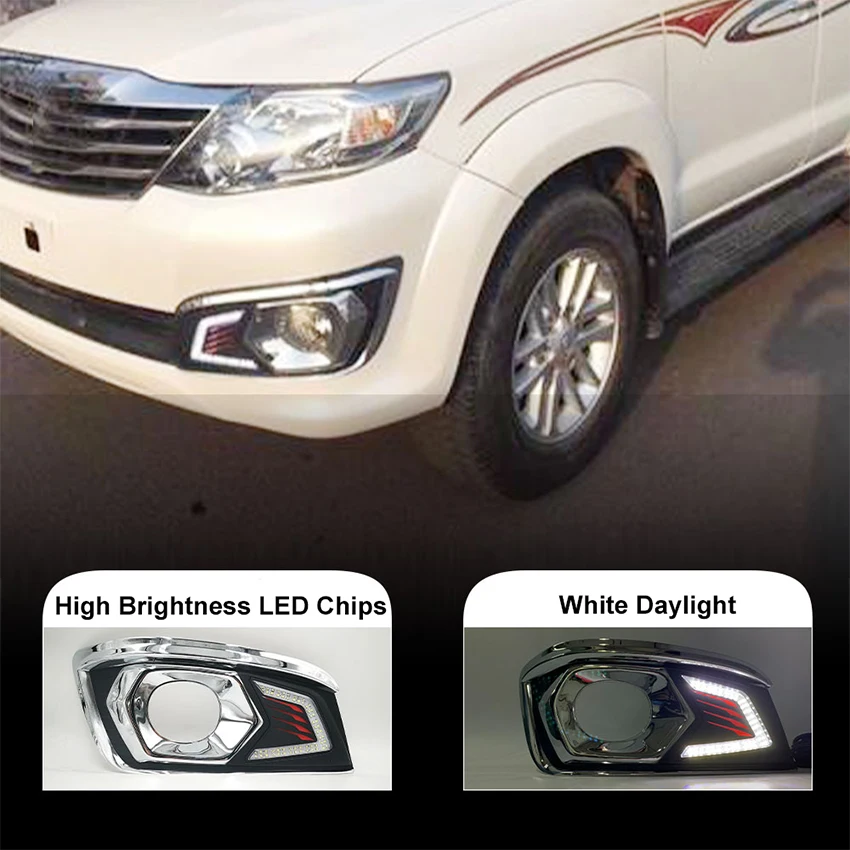 

For Toyota Fortuner 2012 2013 2014 LED Daytime Running Light White Daylight DRL Fog Lamp with Harness switch Car Accessories