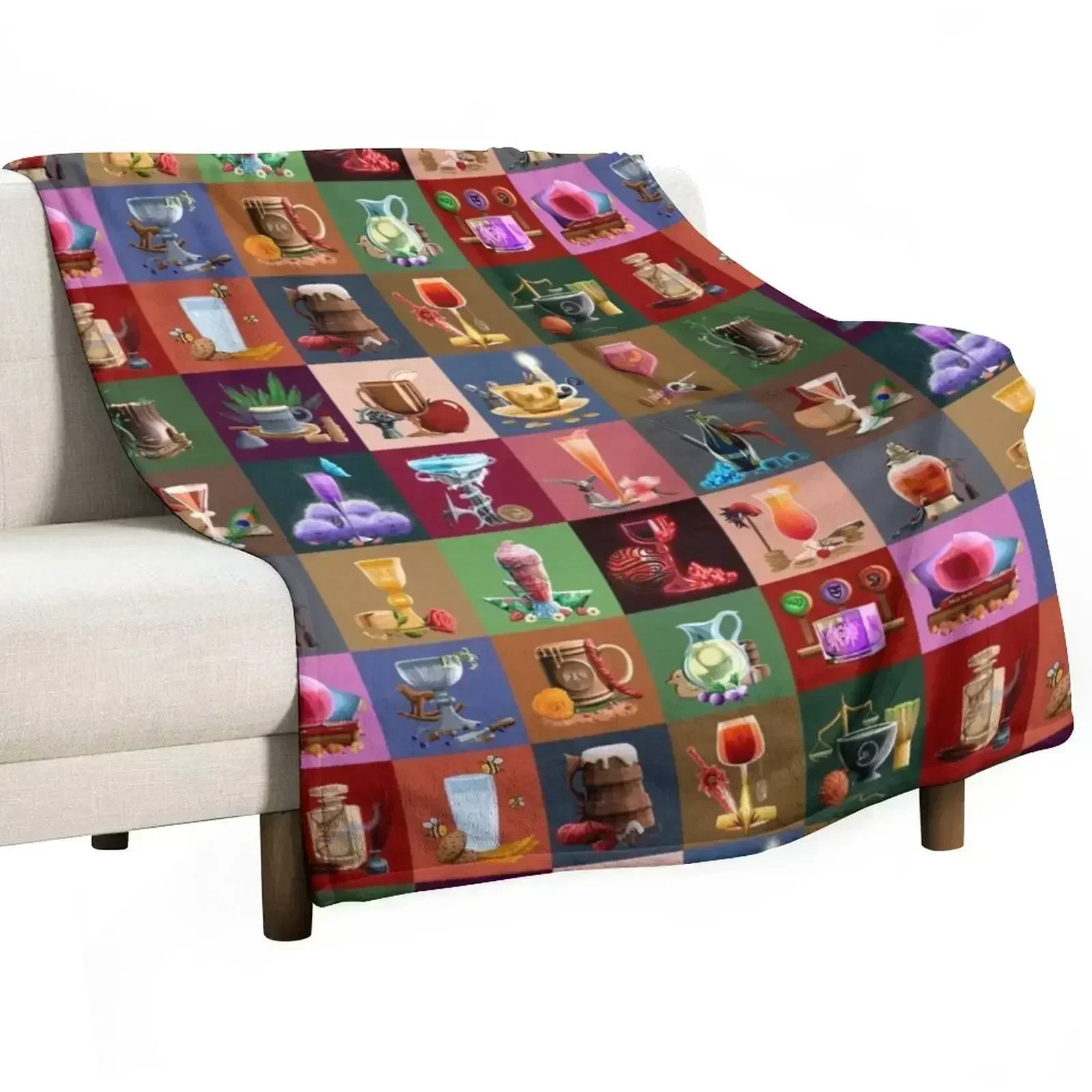 

Sip-Sips of Thedas Entire Collection Collage Throw Blanket Summer Beddings Soft Plush Plaid Large Multi-Purpose Blankets