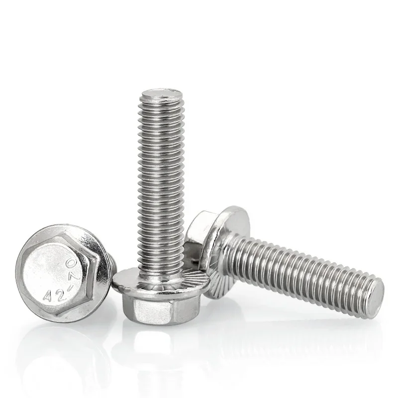 Hex Bolt M4 M5 M6 M8 M10 M12 304 Stainless Steel External Hex Outer Hexagon Head Flange Cap Screw with Serrated Washer