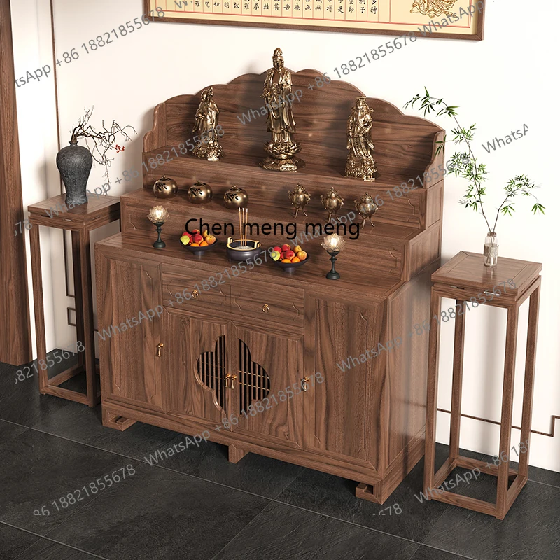 

New Chinese three-layer table incense case household Buddhist hall solid wood Buddhist table modern simple Buddhist table