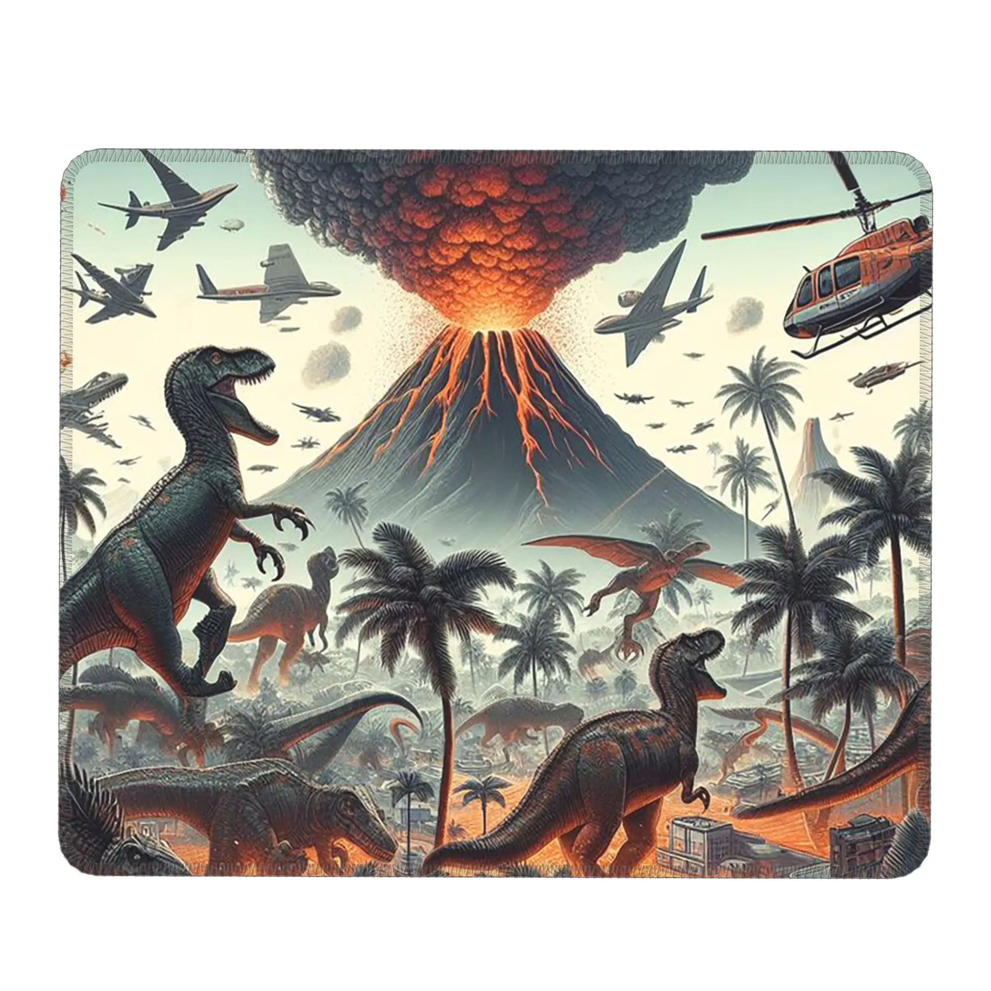 Dinosaur Volcano Outbreak Graffiti Mouse Pad Computer Keyboard Mouse Mat Gamer PC Laptop Desk Mat Office Table Mats