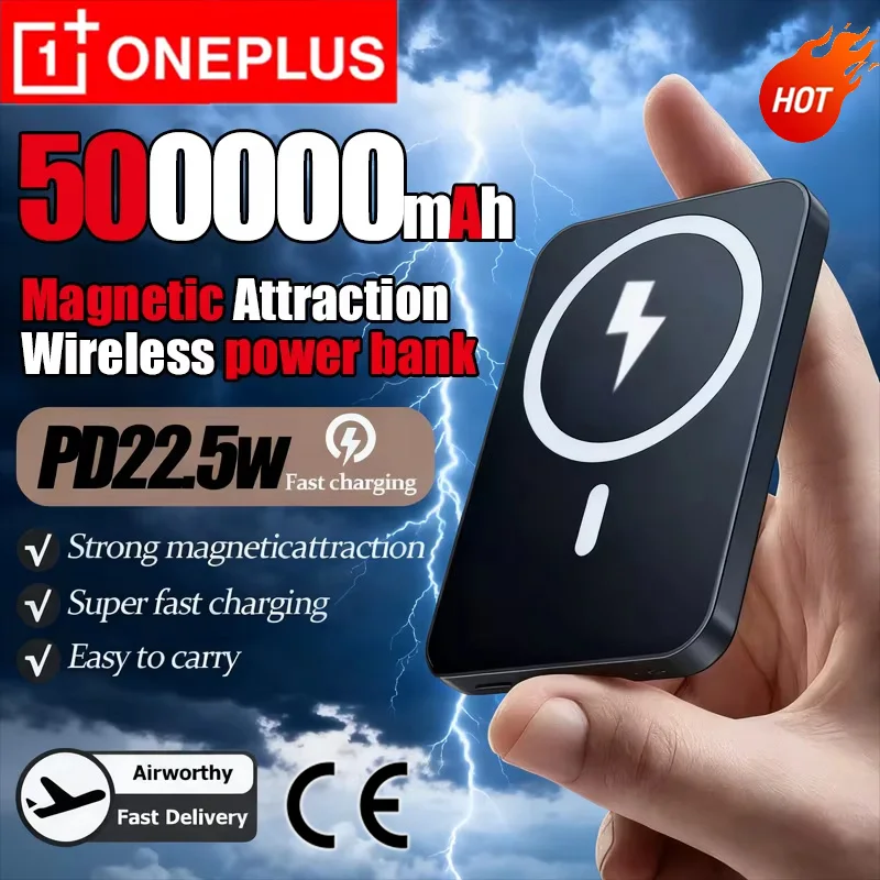 OnePlus 50000mAh Magnetic Power Bank Wireless PD 22.5W Fast Charger Portable External Battery For iPhone Samsung Xiaomi Huawei