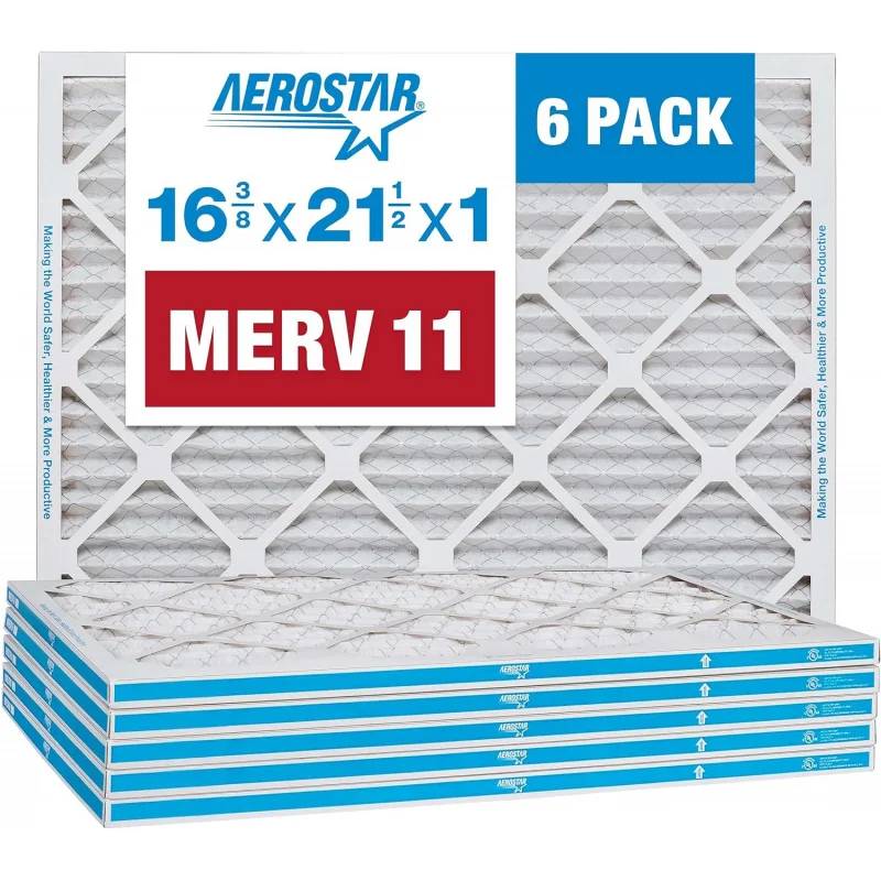 

16 3/8x21 1/2x1 MERV 11 pleated air, ac furnace air, 6 (actual size: 16 3/8 "X21 1/2" X3/4 ")