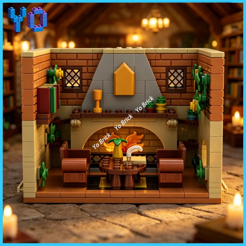 Medieval Castle Interior MOC Blocks Common Room Expansion Desktop Diorama Ornament
