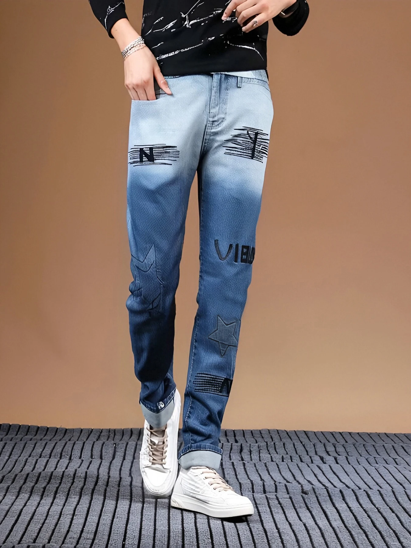 

Men's High Waist Skinny Jeans Trendy Ripped Slim Fit Premium Denim Fashionable 2025 Style