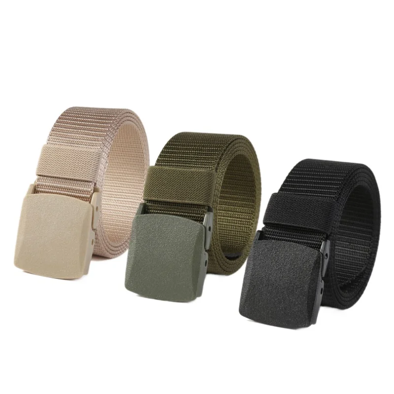 

Anti allergic canvas nylon outdoor men's belt no metal plastic buckle High Quality Accessories Jeans Waist Strap