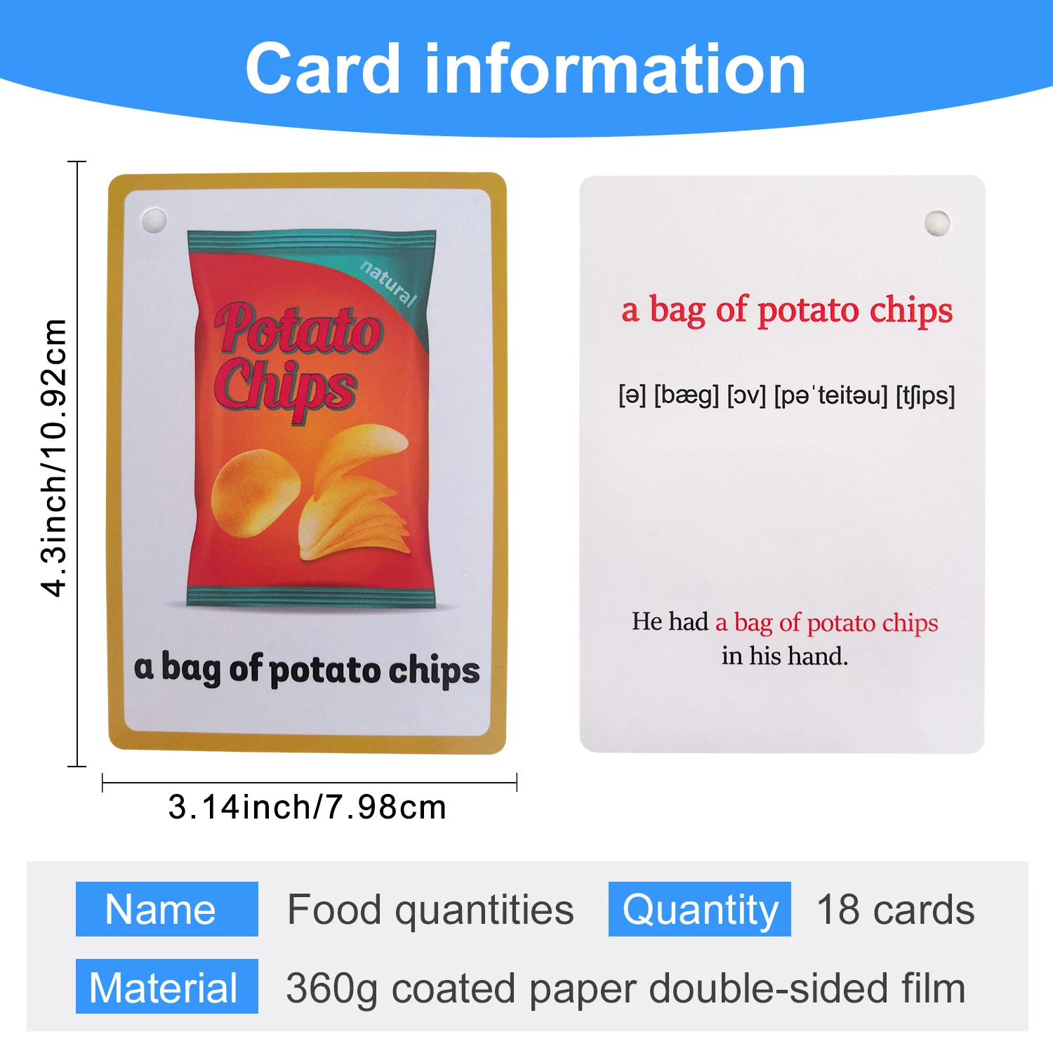 Food Quantities English Phrases Flash Cards for Kids Learning Common Food Items & Quantifiers Cognitive Cards Teacher Aids Tools