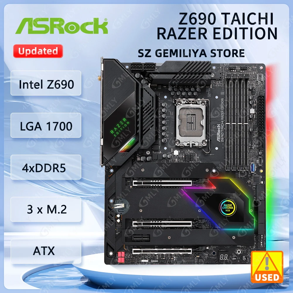 ASROCK Z690 TAICHI RAZER EDITION Motherboard LGA 1700 Intel Z690 M.2 ATX DDR5 192GB support i7-14700 i9-13900 i5-13400 i5-12500