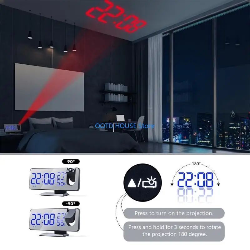

103A Digital Clock Large Display Alarm Clock for Living Room Office Bedroom Decor LED Electronic Date Temp Display Wall