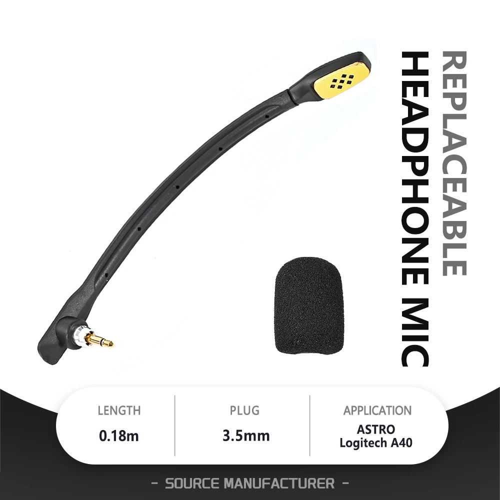 

Brand quality Headsets Microphone Headphone Mic for Logitech ASTRO A40 Headphones Accessories Replacement Microphone Mic Earpads