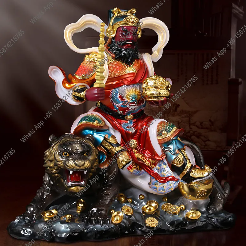 White jade Zhao Gongming Wu God of Wealth Riding Tiger Statue Home Zhao Cai Buddhist Hall Company Store God of Wealth Offering O