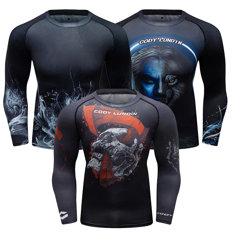 Tani Bjj MMA Rashguard Jujitsu T-shirt męski ochraniacz na wysypkę z długim rękawem sublimacyjny koszulka kompresyjna odzież do ćwiczeń sportowy