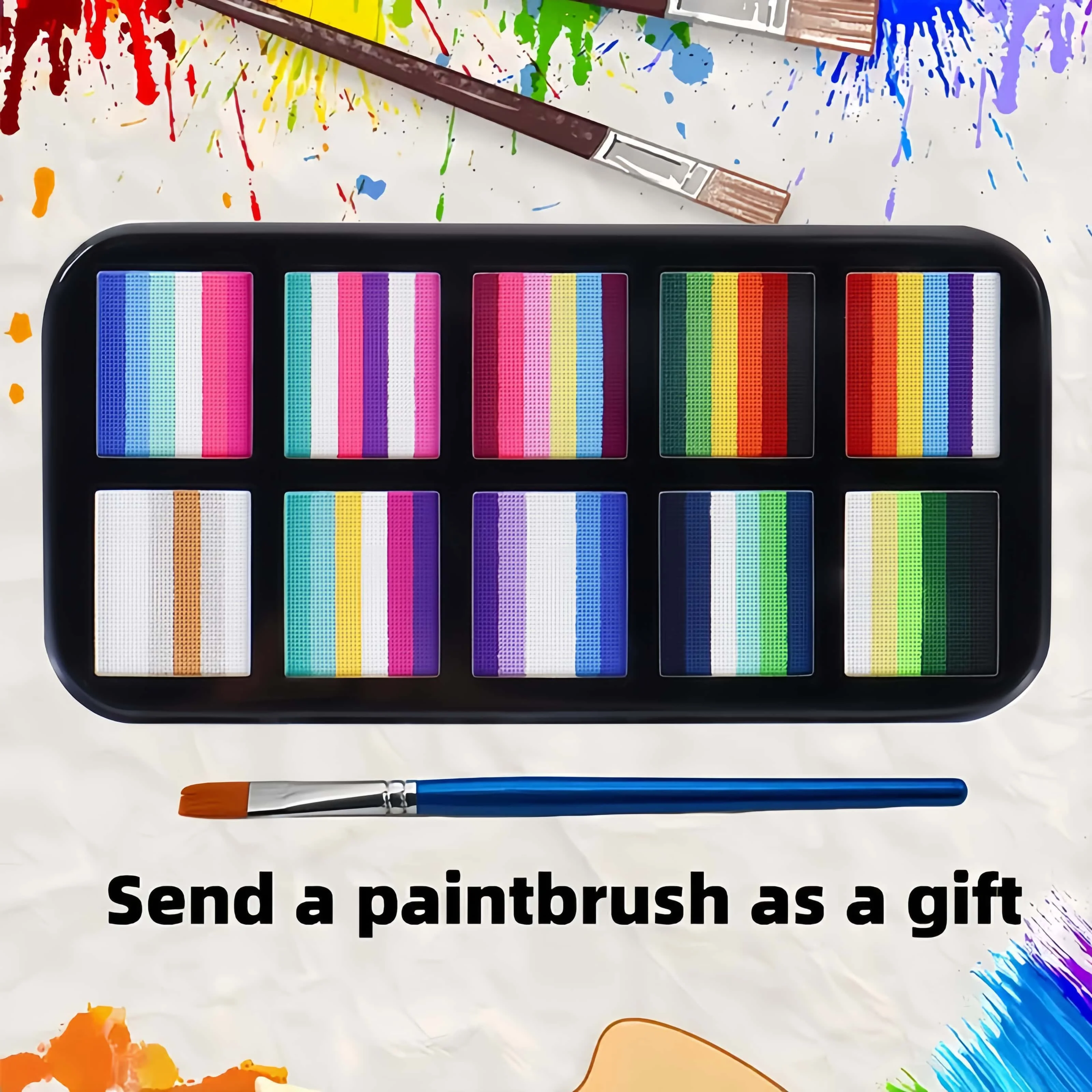 브러시가 포함된 57색 수용성 바디 페인트 세트 – 축제 파티, 이벤트 및 야외 활동을 위한 생동감 넘치고 쉽게 청소할 수 있는 빠른 건조 포뮬러