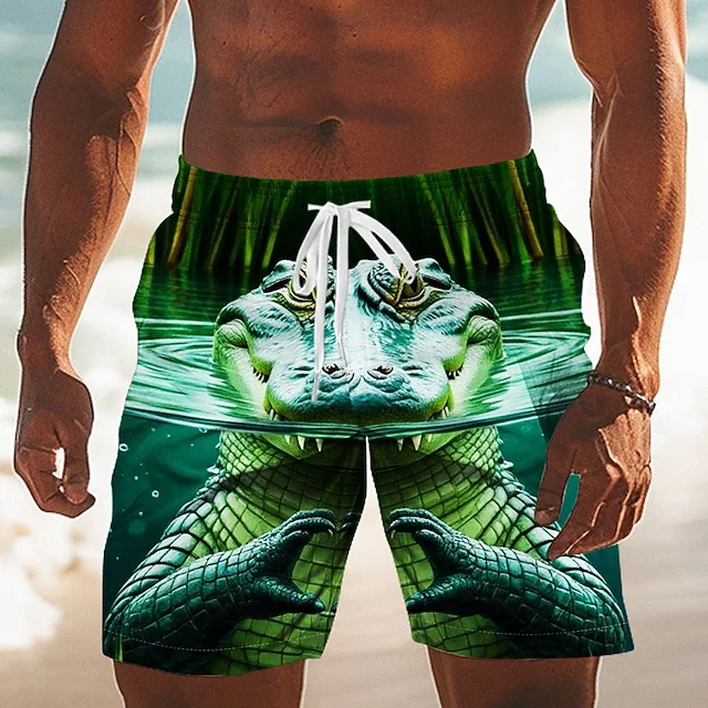 Men's 3D Printed Casual Shorts Quick Dry Stretchy Loose Fit Beach Shorts Plus Size Summer Streetwear Short Pants