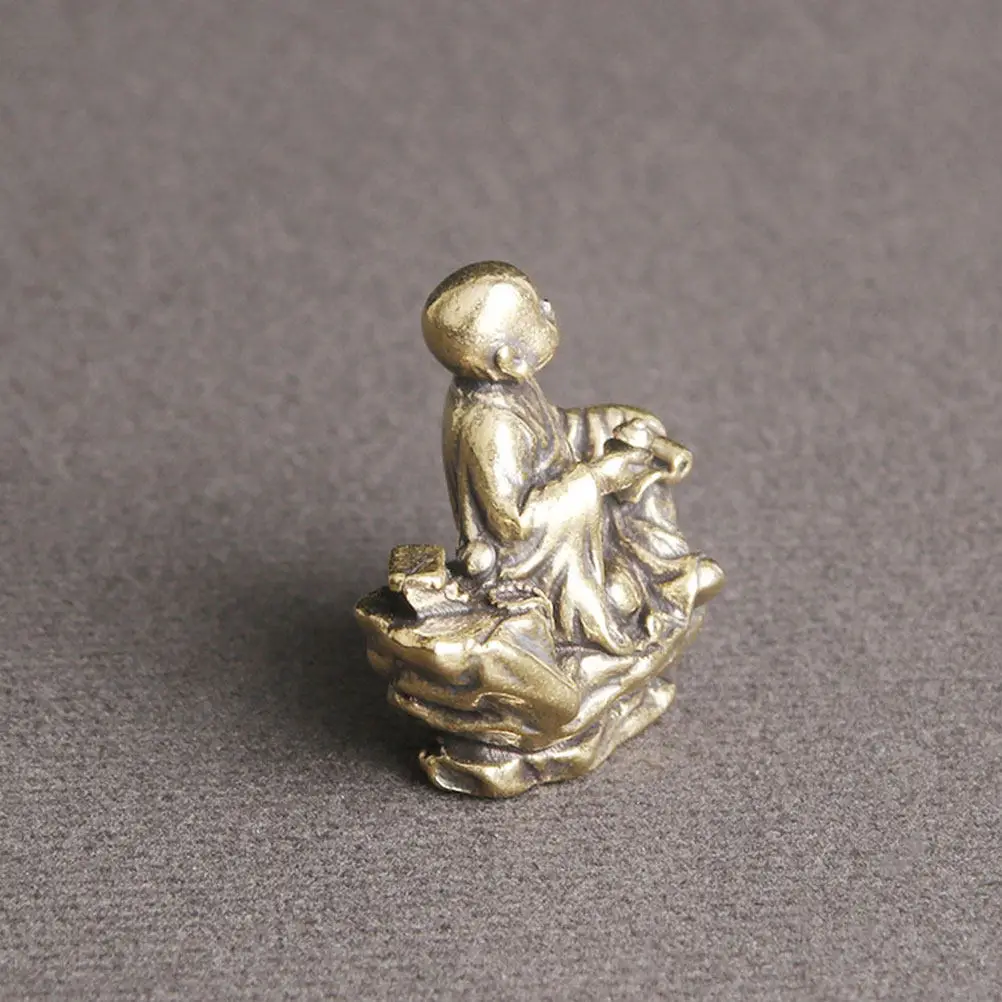 Exquisite Brass Buddha Statue for Desktop Decoration Home Office Buddhist Adornment Zen Theme Religious Ornament Temple Souvenir