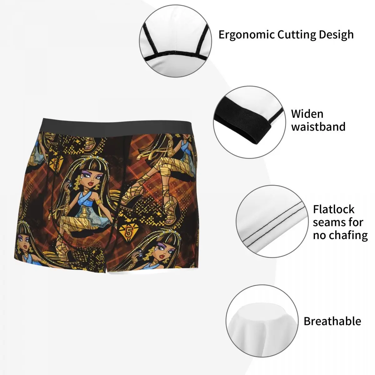 Cleo De Nile Monster High Doll Underpants Breathbale Panties Men\'s Underwear Sexy Shorts Boxer Briefs