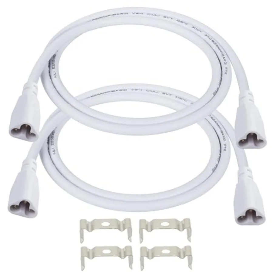 2 Pack UL-LP Certification T5 T8 Male LED Cable 3.3FT LED 3Pin Integrated Tube Male to Male Adapter Extension Cord for Integrat