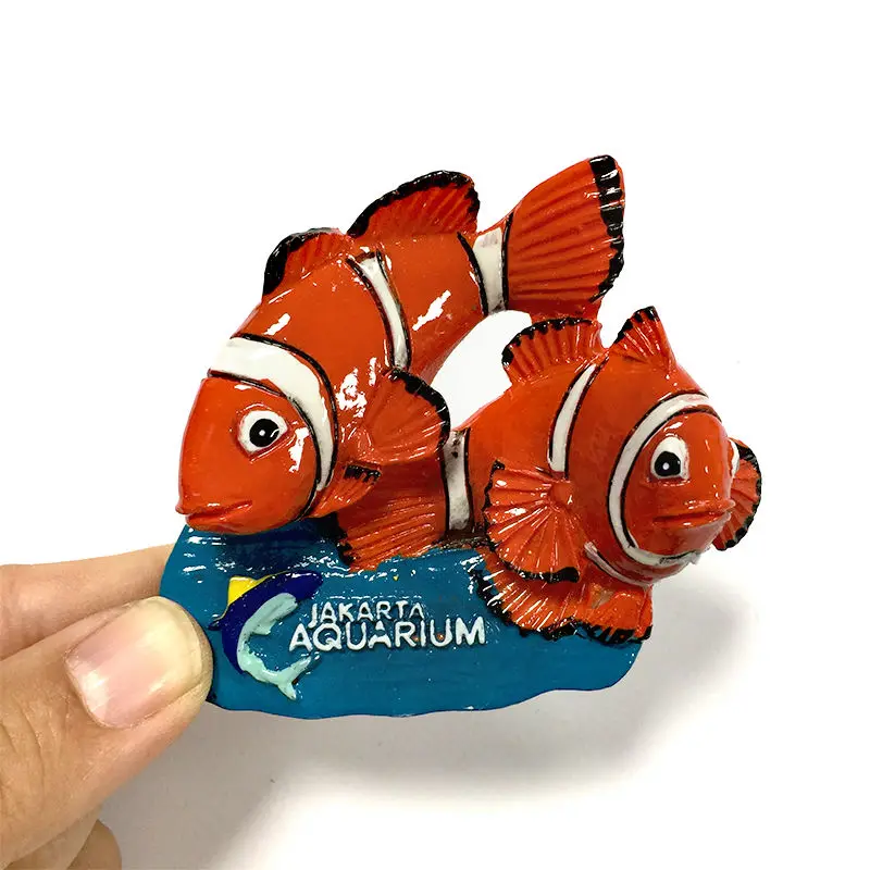 Indonesia Jakarta Landmark: Jakarta Aquarium 3D Resin Fridge Magnet, Cute Clownfish Decor, Imanes para Refrigerador, Home Decor