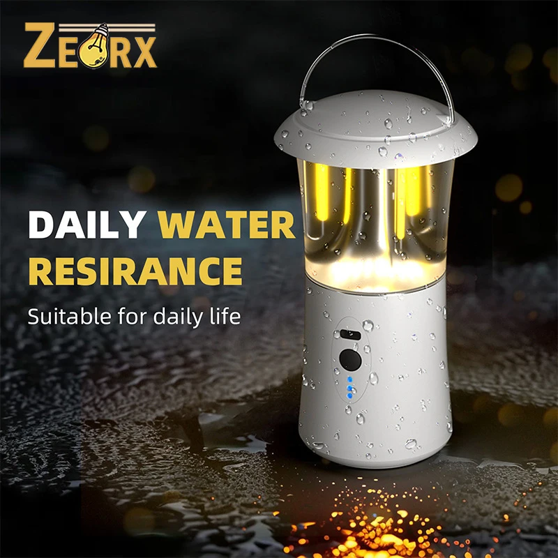 فانوس تخييم قابل لإعادة الشحن، 200LM 360 °   مصباح خيمة LED مع 3 أوضاع تعتيم ستبليس، ضوء طوارئ محمول قابل للطي بقدرة 1200 مللي أمبير في الساعة