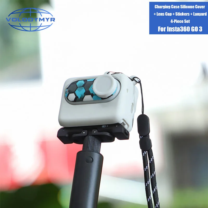 

VOLODYMYR for Insta360 GO3 Silicone Case Thumb Camera Sticker Lens Cap Helmet Motorcycle Action Camera Holder Accessories