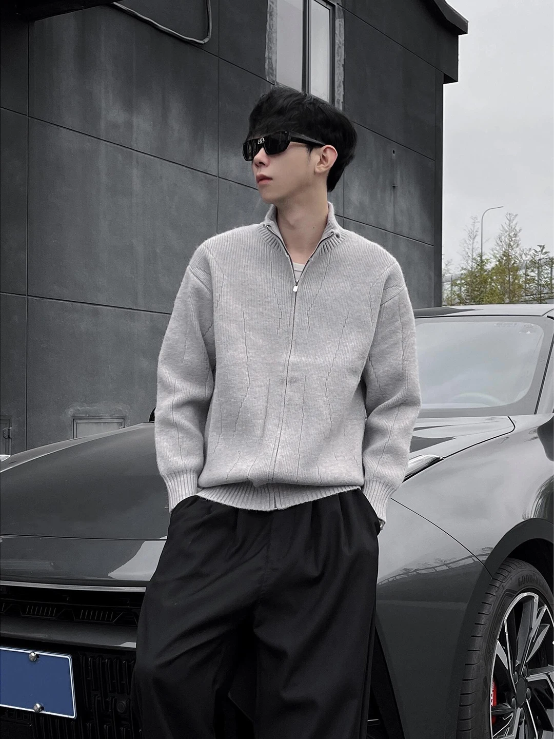 

Мужской вязаный кардиган с высоким воротником, свободный крой, в американском стиле, осенне-зимняя верхняя одежда для отдыха