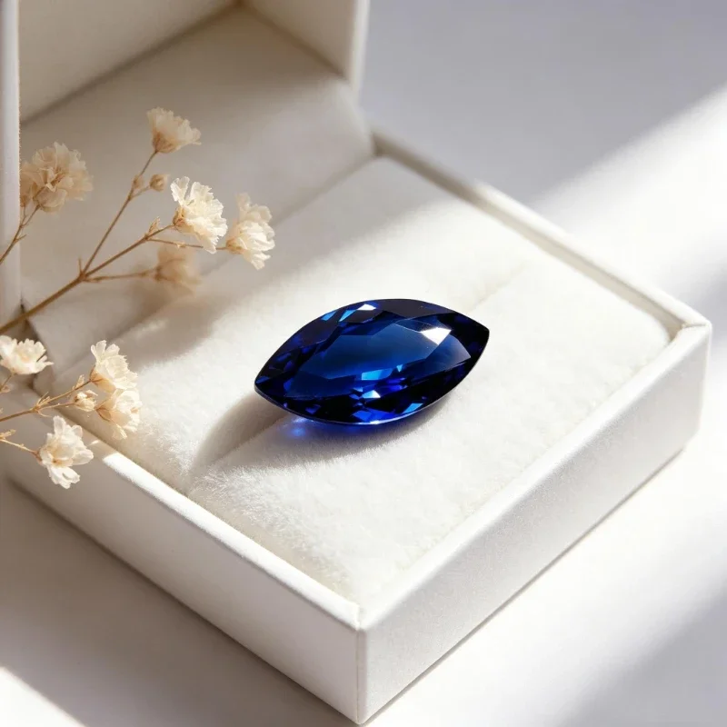 Lab Grown Sapphire Royal Blue Marquise Brilliant Faceted Gemstone Optional Certificate For Ring Necklace Earrings Jewelry Making