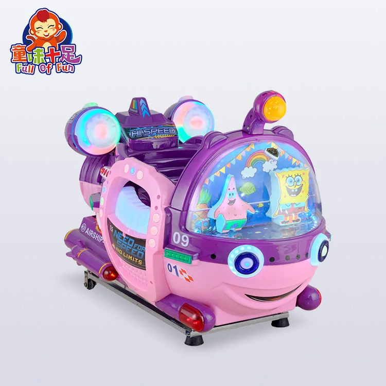 Cartoon Pattern Attractive Shaped Dynamic Music Colorful Lights Coin Operated Kids Rocking Car