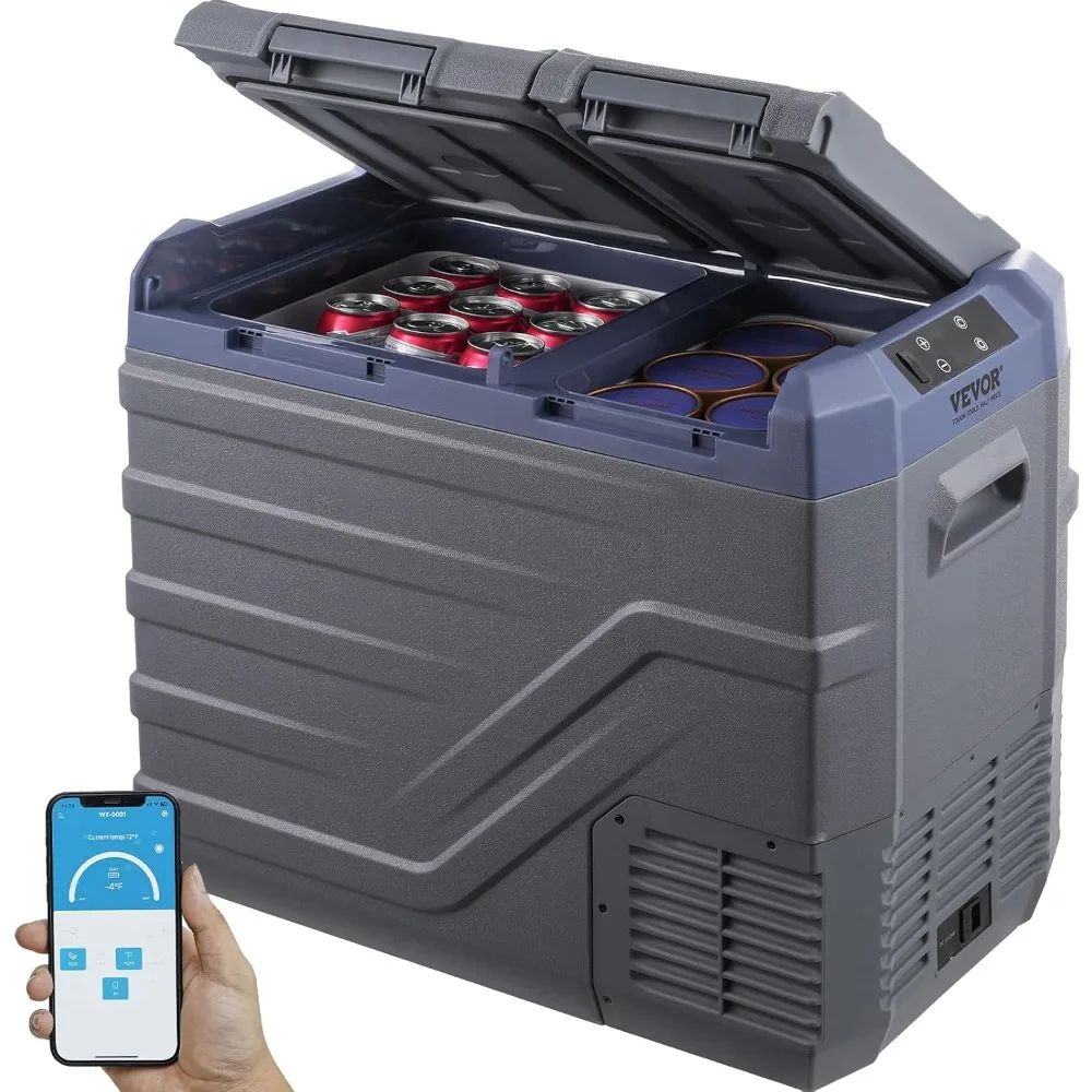 

Car Refrigerator, 40 L Dual Zone Portable Freezer, 12 Volt Car Refrigerator Fridge, -4℉-68℉ Adjustable Range, 12/24V DC and 100