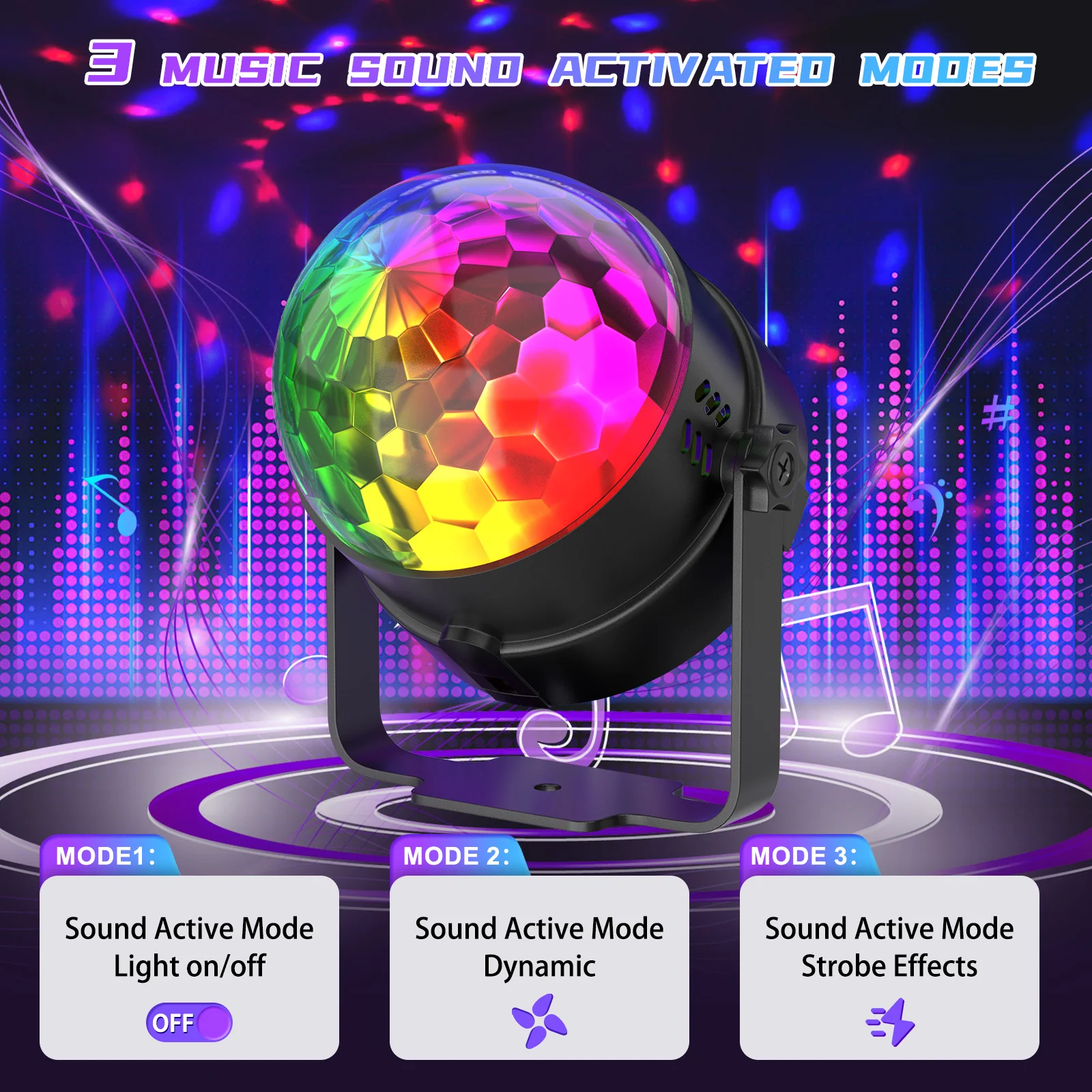 U'King 4PCS RGB LED Stage Disco Light Rotating DJ Ball Strobe Remote Control LED Magic Ball Light Christmas Party Club Show Lamp