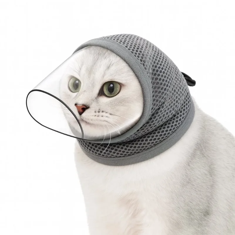 

Cat Use Transparent Breathable Mask for Beauty Grooming Washing Pet Cats Anti-Scratching Bitting Feline Stress Protect Headgear