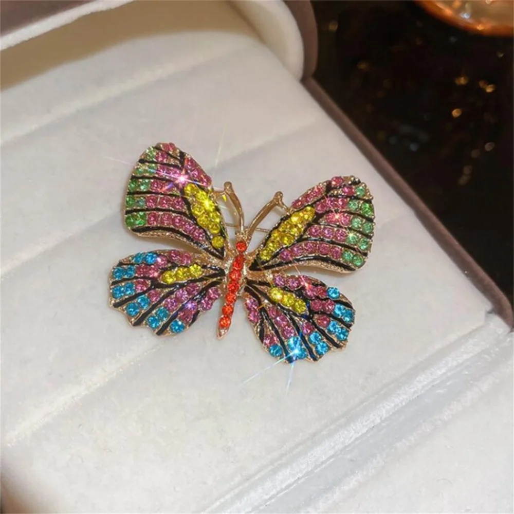 Vintage Multicolour Butterfly Brooches for Women Metal Alloy Crystal Insect Colorful Enamel Pins Party Birthday Jewelry 2026