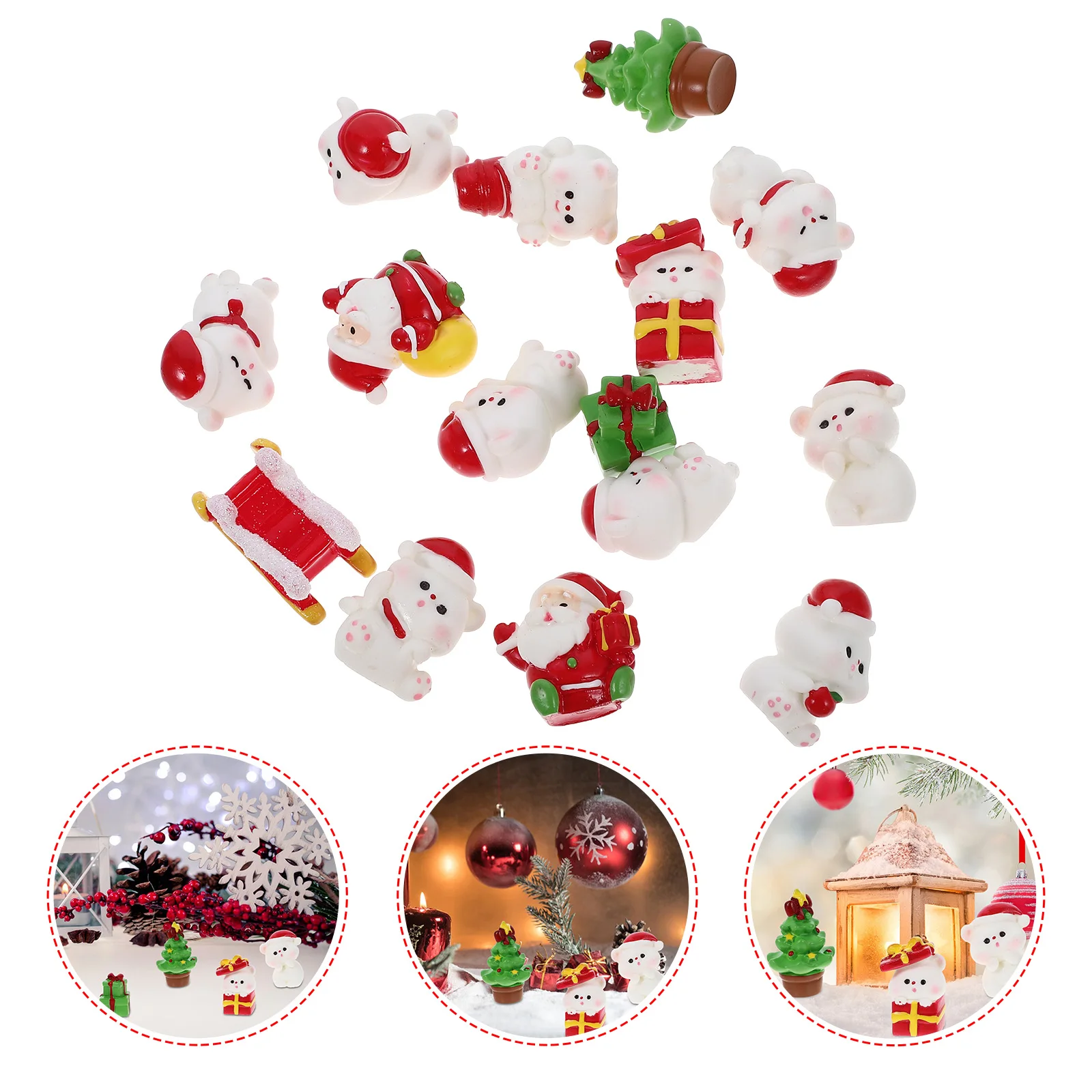

Santa Claus Bear Ornaments Miniature Kits Figurines Desktop Decorative Model Accessories for Kids Resin Ornment Decorations