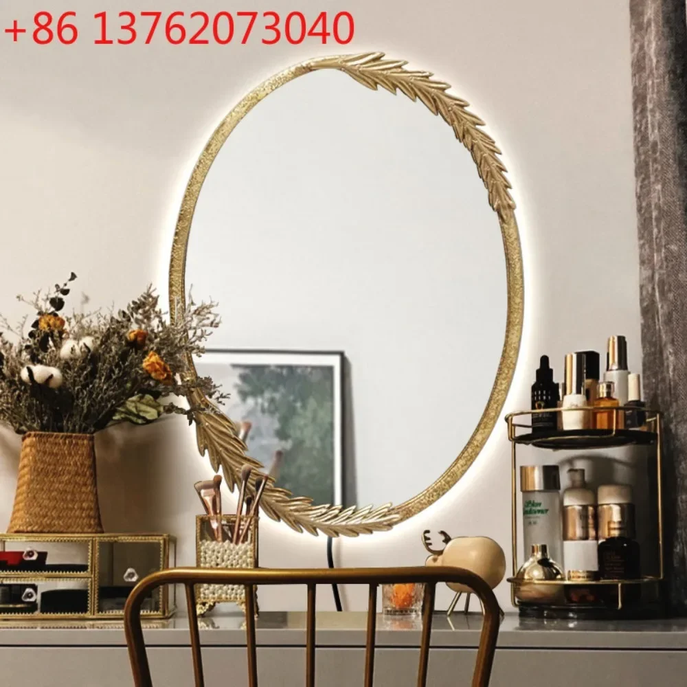Art mirror surface decorative dressing mirror with lamp wall mirror