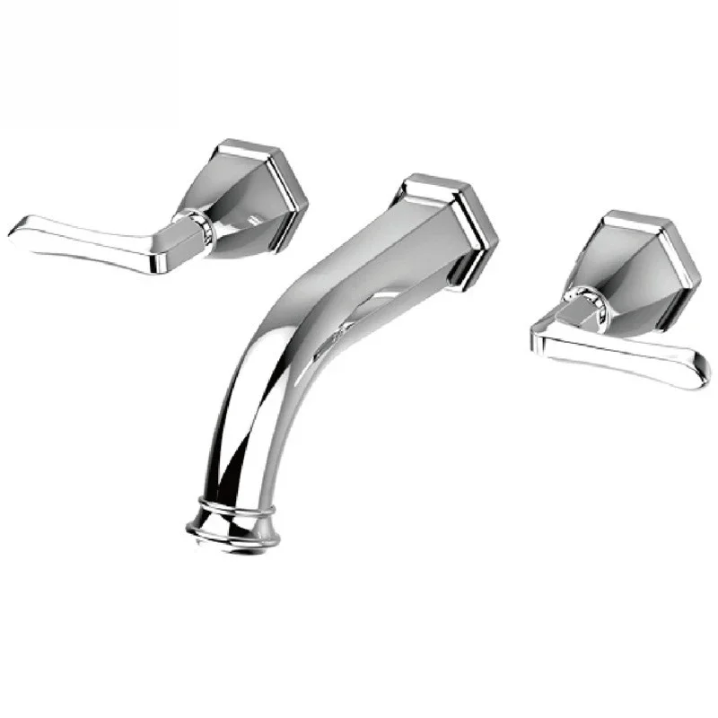 

Three-hole wall, basin, faucet, hot and cold, all copper, gold, concealed, split basin