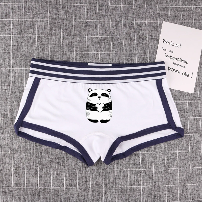 Bragas con estampado de Panda para mujer, ropa interior de algodón, pantalones cortos cómodos, Sexy y encantador, a la moda