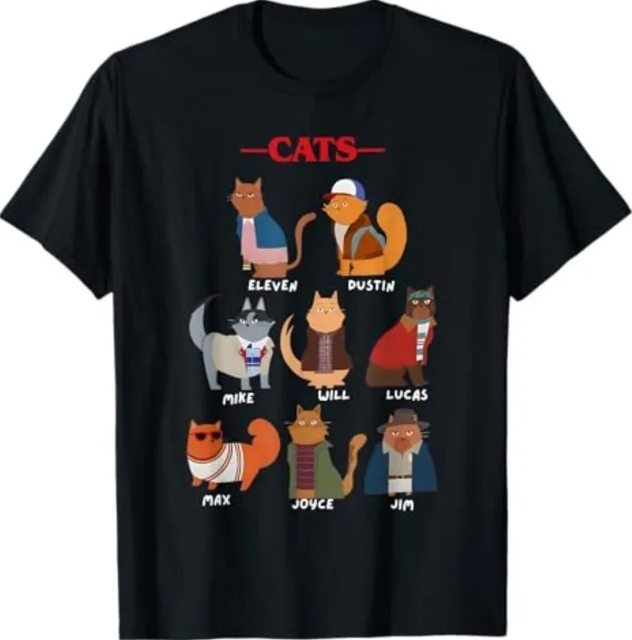 

Cute Stranger Cats Meme Graphic Tee for Men and Women