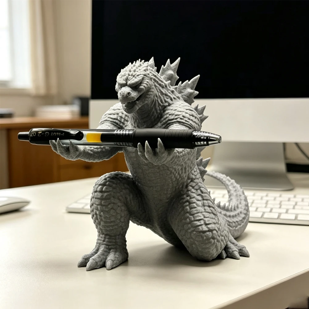 Creative Dinosaur Monster Pen Holder 3D Printed Kaiju Giant Lizard Figurine Desktop Pencil Stand Ornament Office Stationery Gift